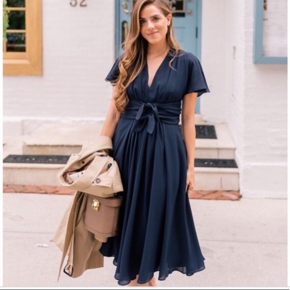 Gal Meets Glam Dresses & Skirts - Gal Meets Glam Jane Tie Waist Midi Dress - 8